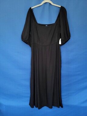 Old Navy NWT XL petite Black Square-Neck Puff Sleeve Midi Dress